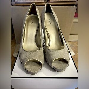 FIONA-Women's Open Toe Heels - Tan-Faux Suede-Size 9